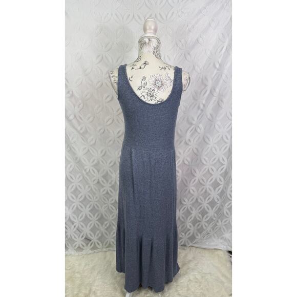 Daily Ritual Cozy Knit Rib Heathered Blue Gray Tiered Tank Dress Size XS - Picture 3 of 7